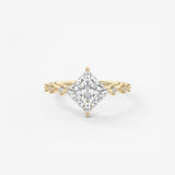 Princess East West Dainty Pave Lab Grown Diamond Engagement Ring