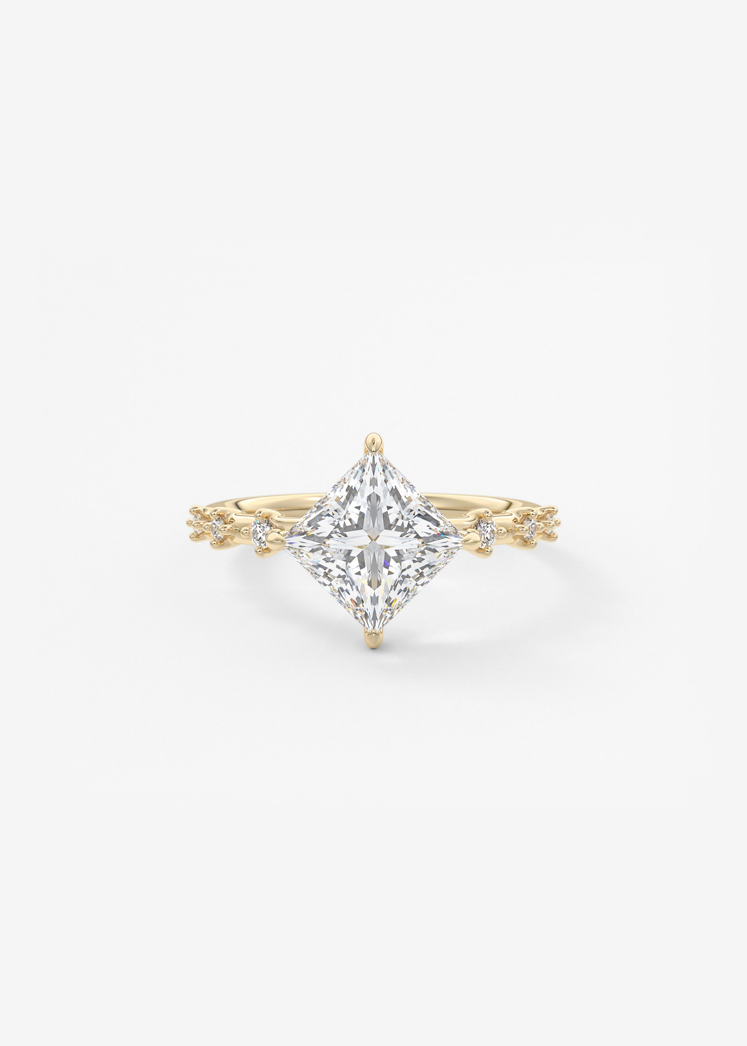Princess East West Dainty Pave Lab Grown Diamond Engagement Ring