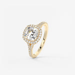 Cushion Halo & Pave , Split Shank Lab Grown Diamond Engagement Ring
