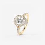 Pear Halo & Pave , Split Shank Lab Grown Diamond Engagement Ring