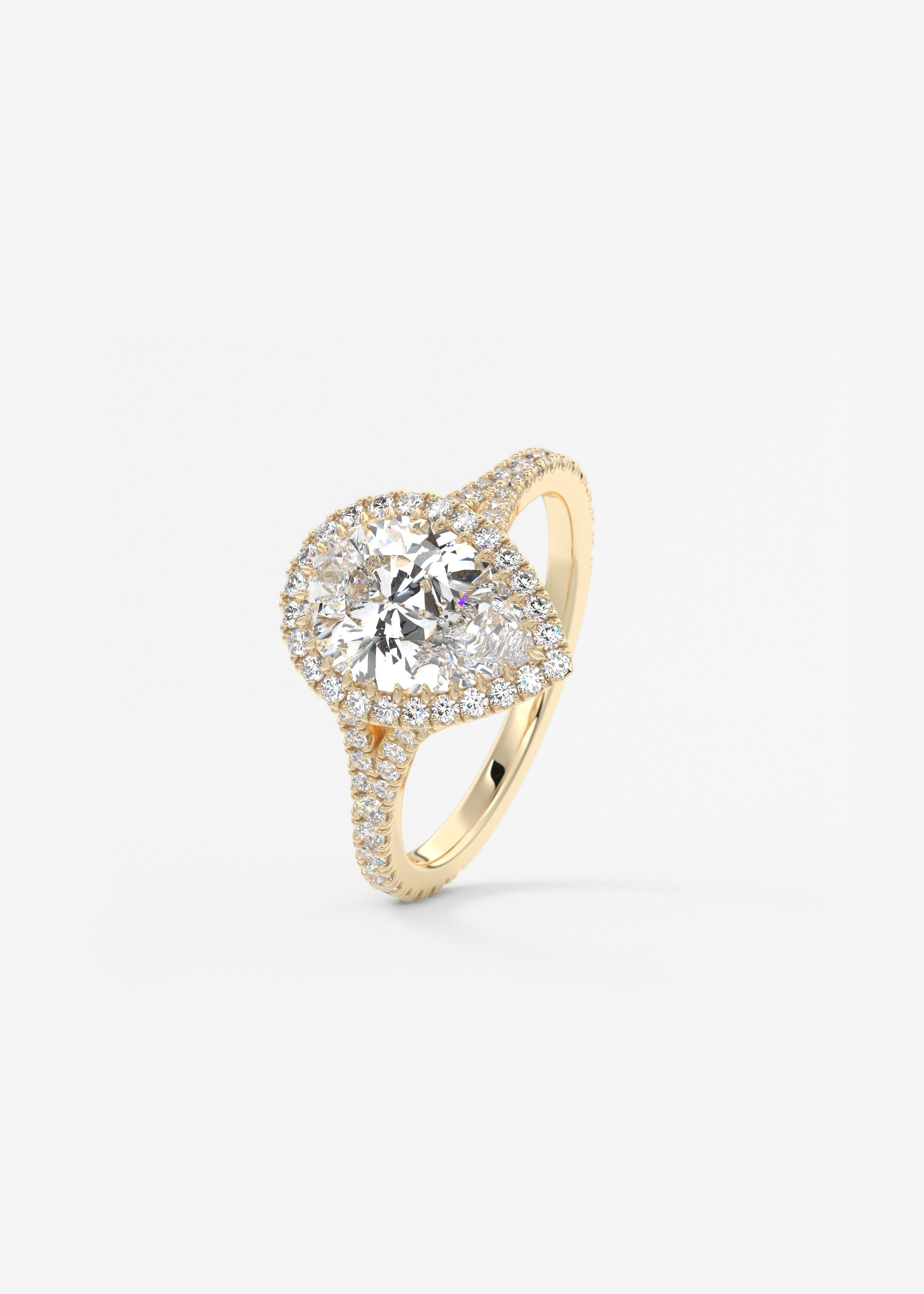 Pear Halo & Pave , Split Shank Lab Grown Diamond Engagement Ring