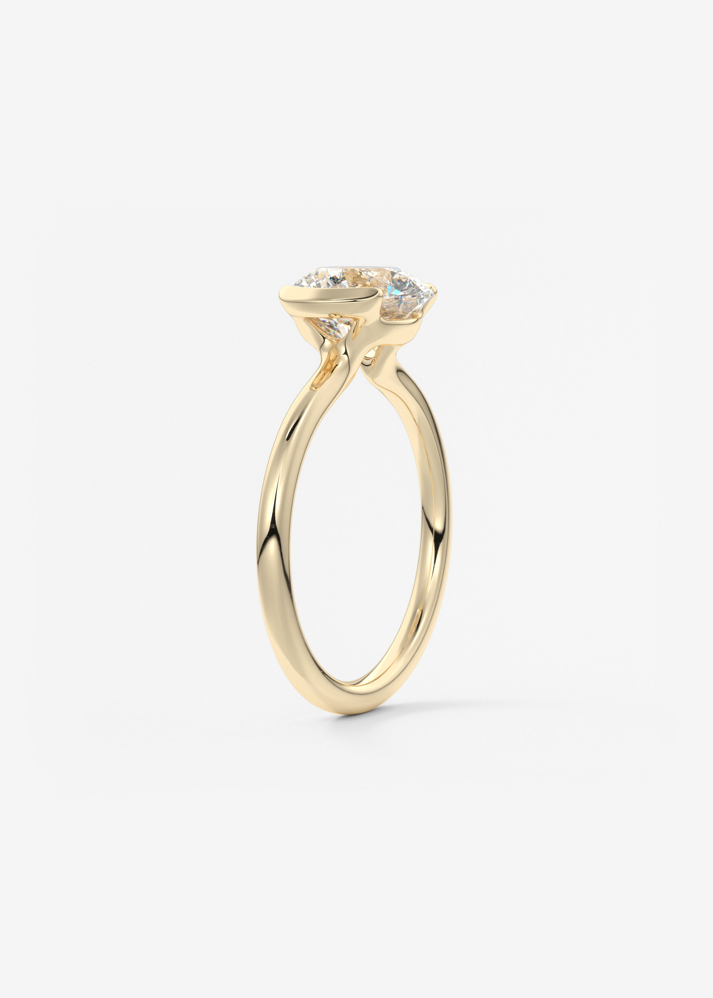 Round Half Bezel Lab Grown Diamond Engagement Ring