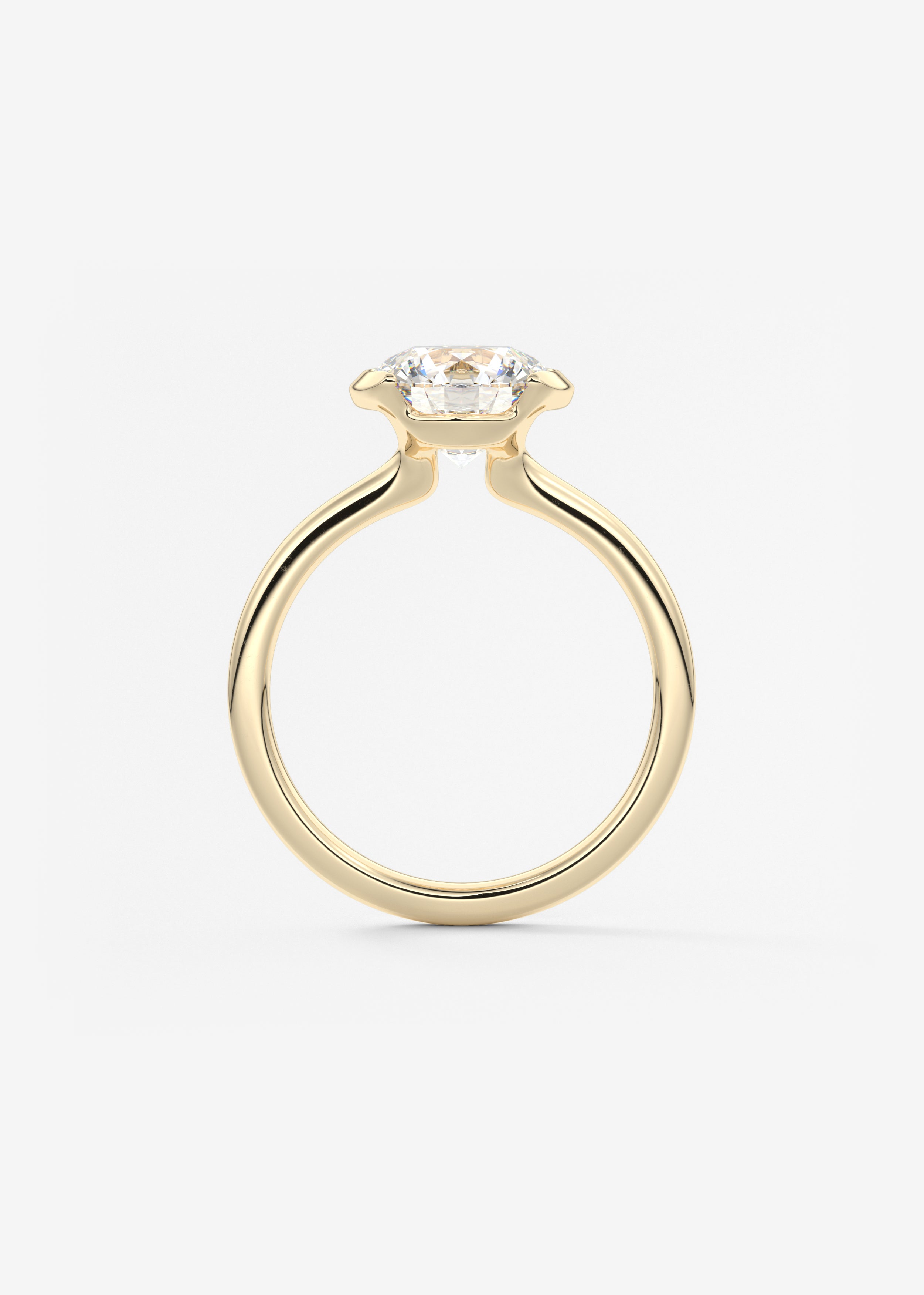 Round Half Bezel Lab Grown Diamond Engagement Ring