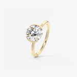 Round Half Bezel Lab Grown Diamond Engagement Ring