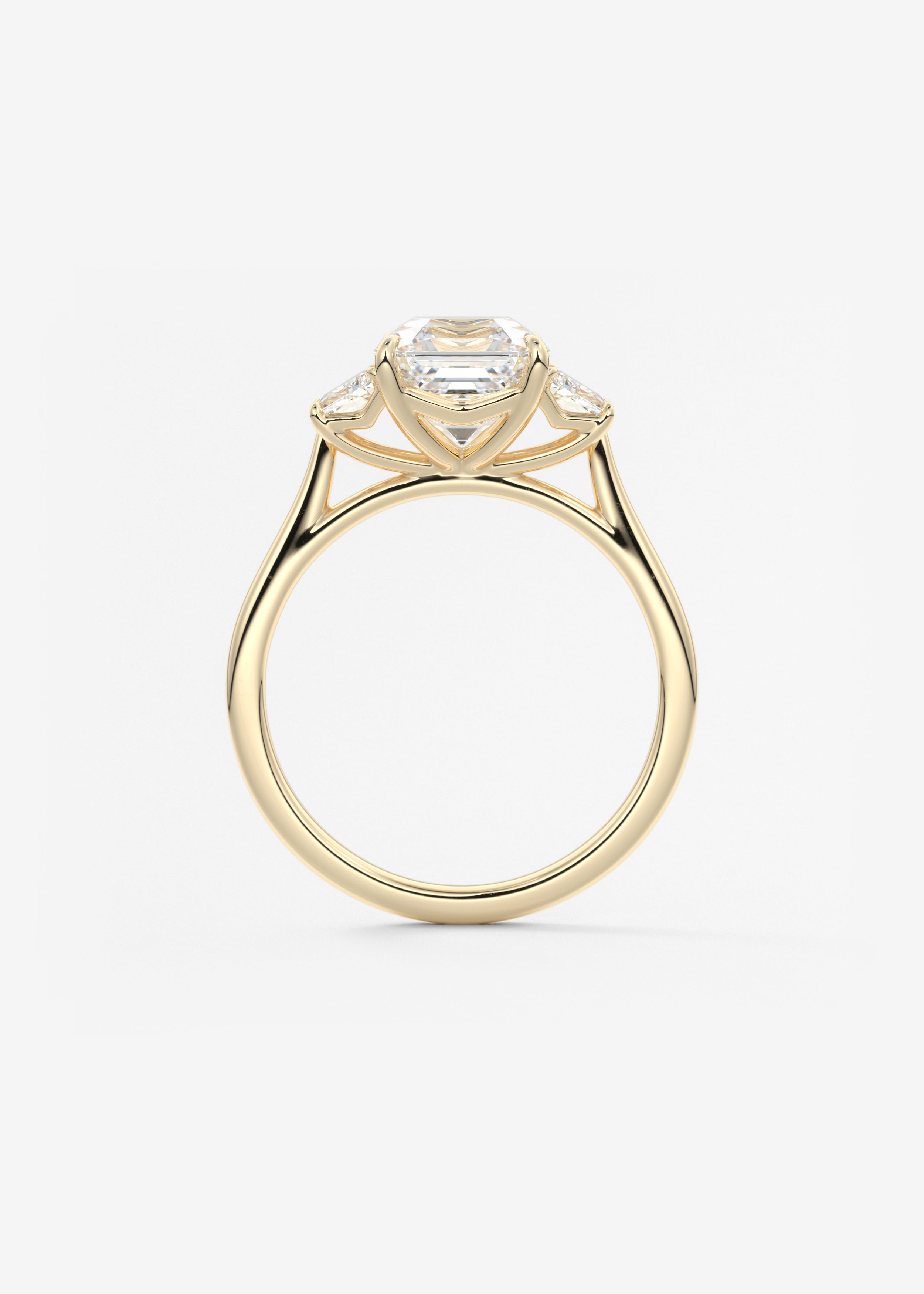Asscher Three Stone Lab Grown Diamond Engagement Ring