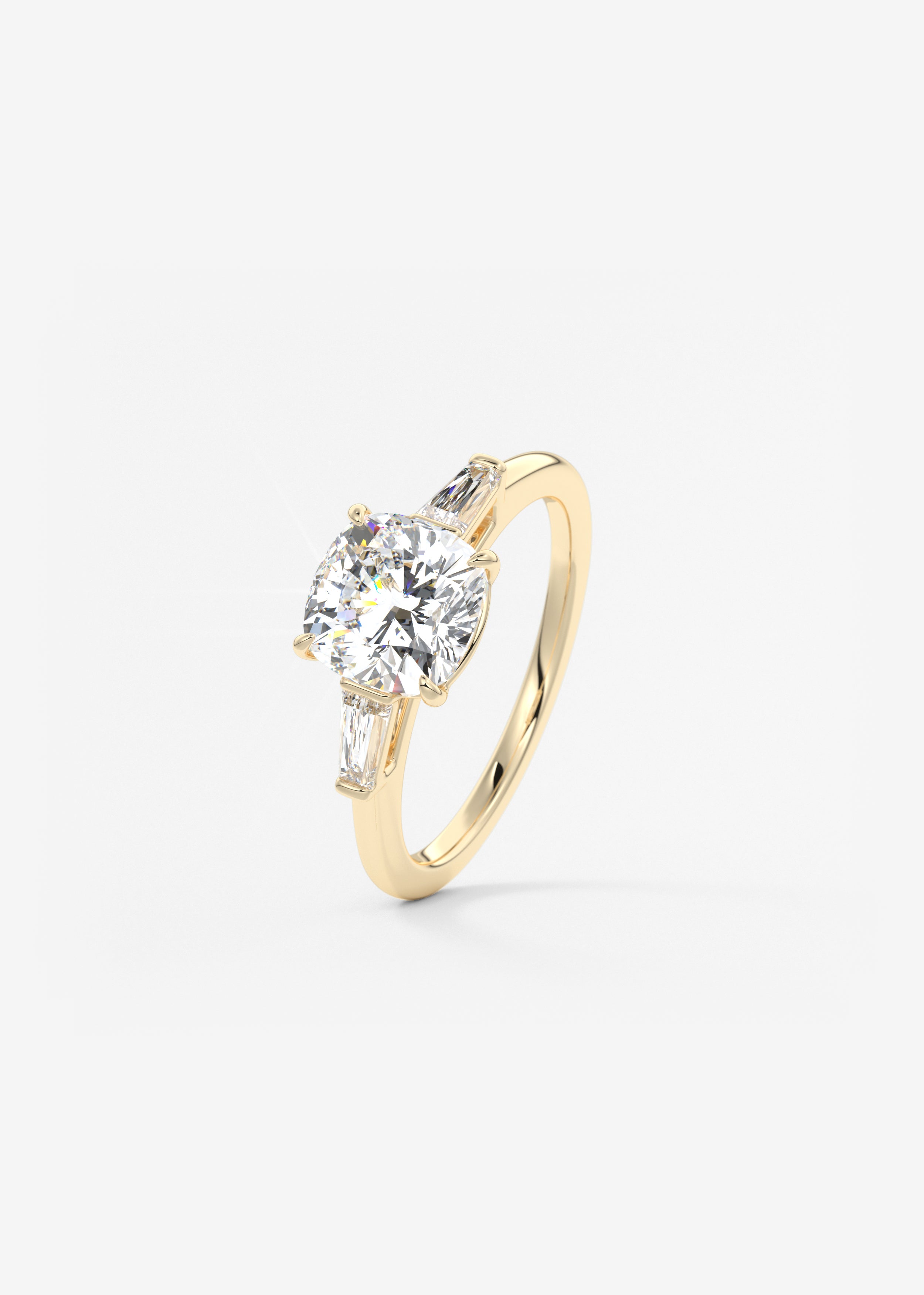 Cushion Three Stone Lab Grown Diamond Engagement Ring