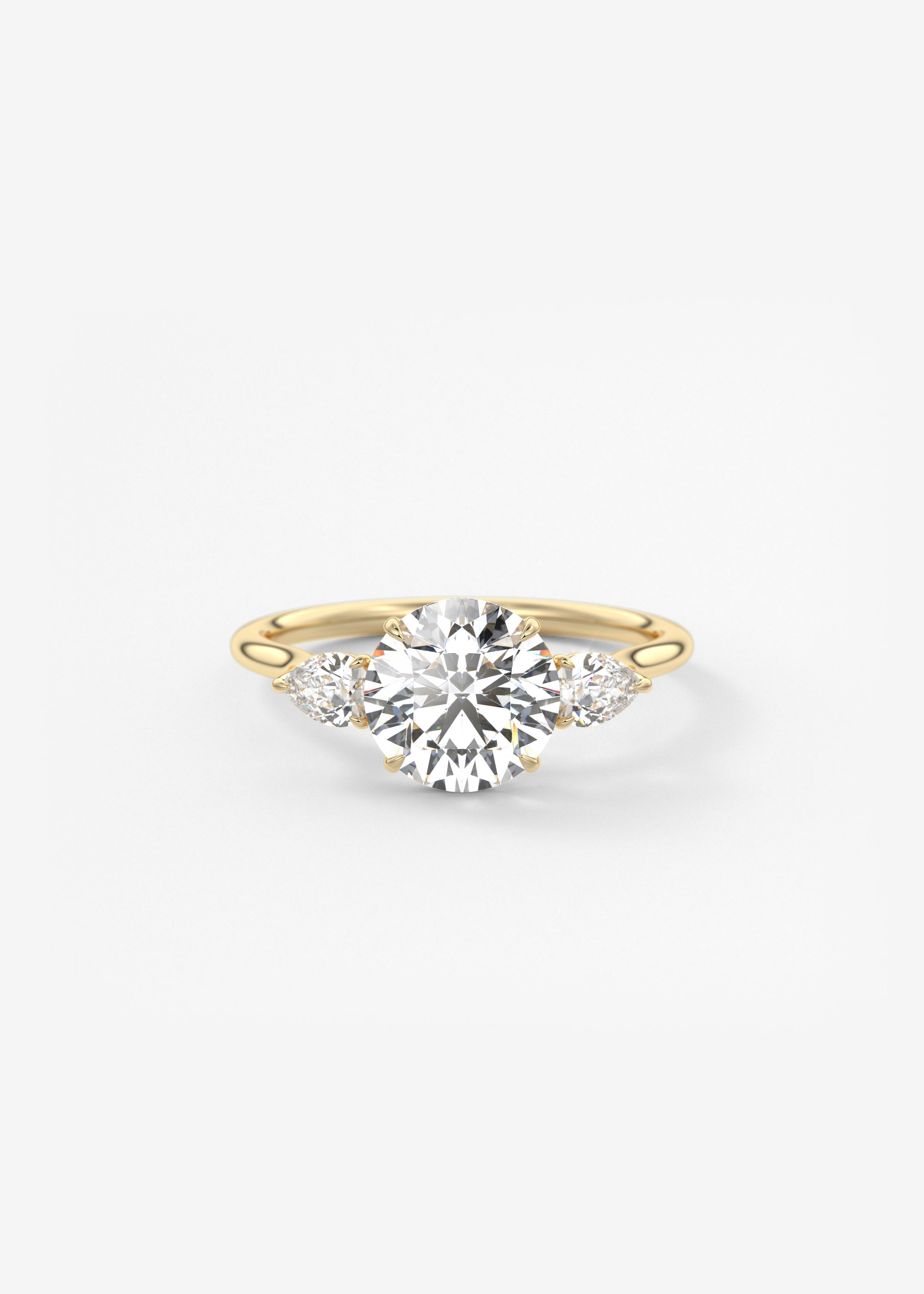 Round Three Stone Lab Grown Diamond Engagement Ring