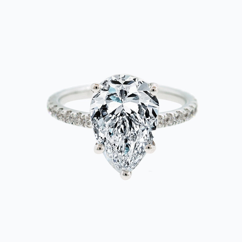3.0 CT Pear Shaped Moissanite Hidden Halo Engagement Ring