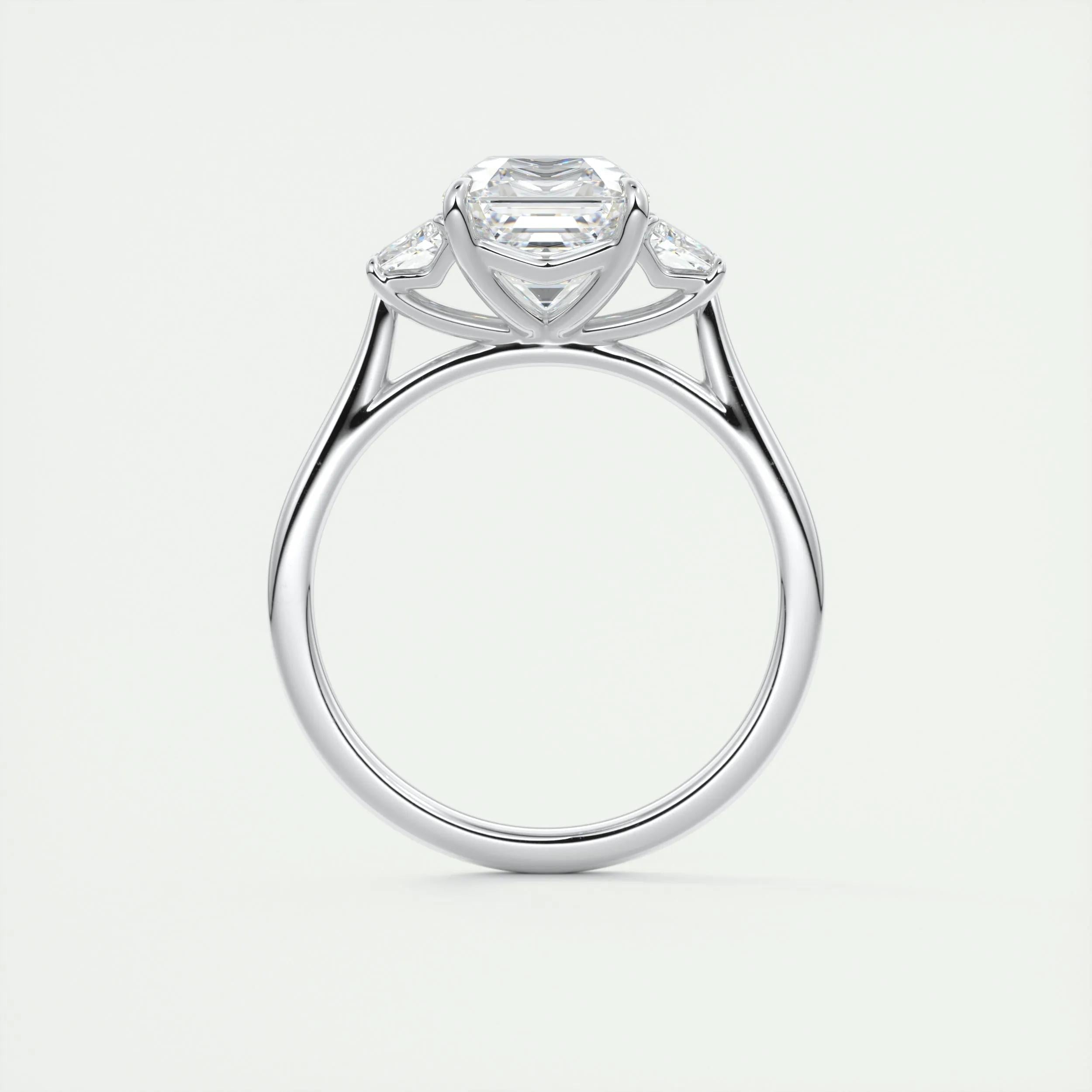2.03 CT Asscher Cut Three Stone Moissanite Engagement Ring 8