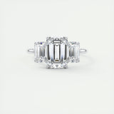 1.91 CT Emerald Cut Three Stone Moissanite Engagement Ring 1