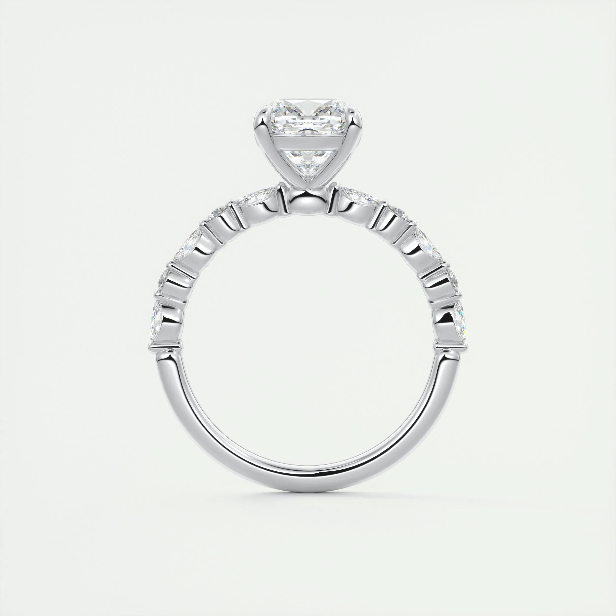 2.15 CT Cushion Cut Pave Moissanite Engagement Ring 7