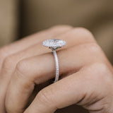 3.85 CT Oval Halo & Pave Moissanite Engagement Ring 4