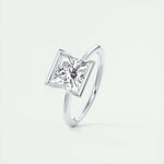2.08 CT Princess Solitaire Half Bezel Moissanite Engagement Ring 4