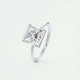 2.08 CT Princess Solitaire  Half Bezel Moissanite Engagement Ring 4