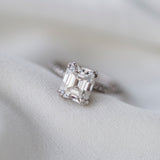 2.30 CT Asscher Solitaire Hidden Halo & Pave Moissanite Engagement Ring 5