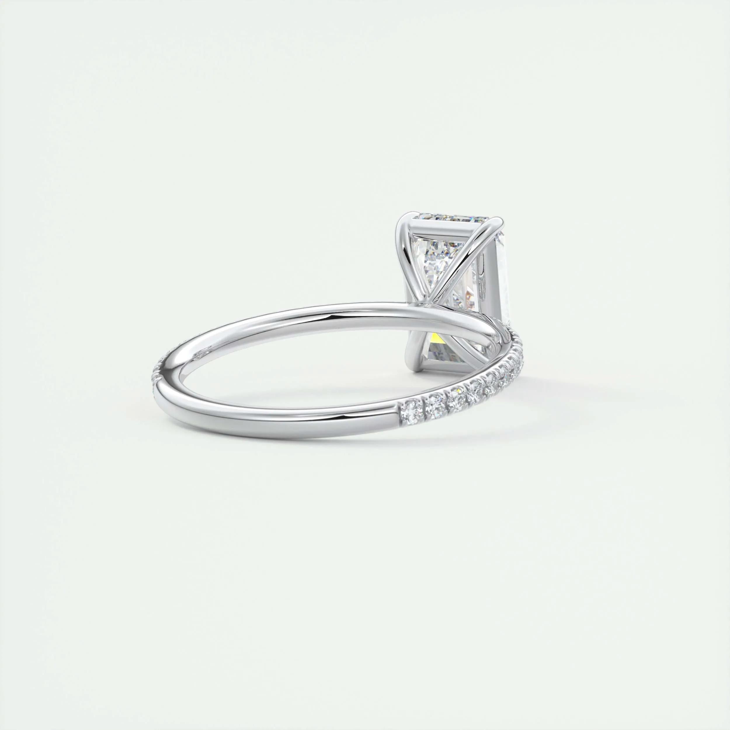1.91 CT Emerald Cut Pave Moissanite Engagement Ring 3