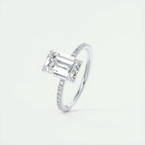 1.91 CT Emerald Cut Pave Moissanite Engagement Ring 4