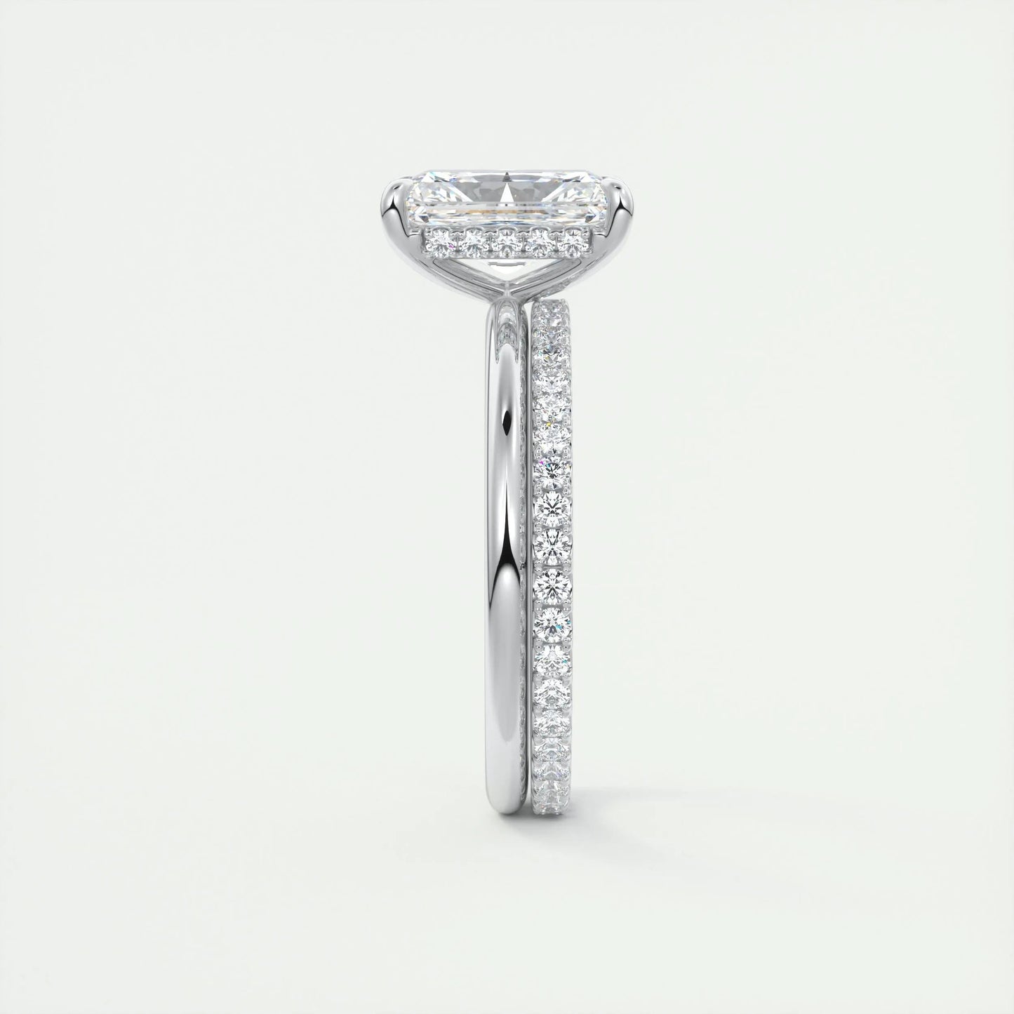 2.10 CT Radiant Hidden Halo Moissanite Engagement Ring 5