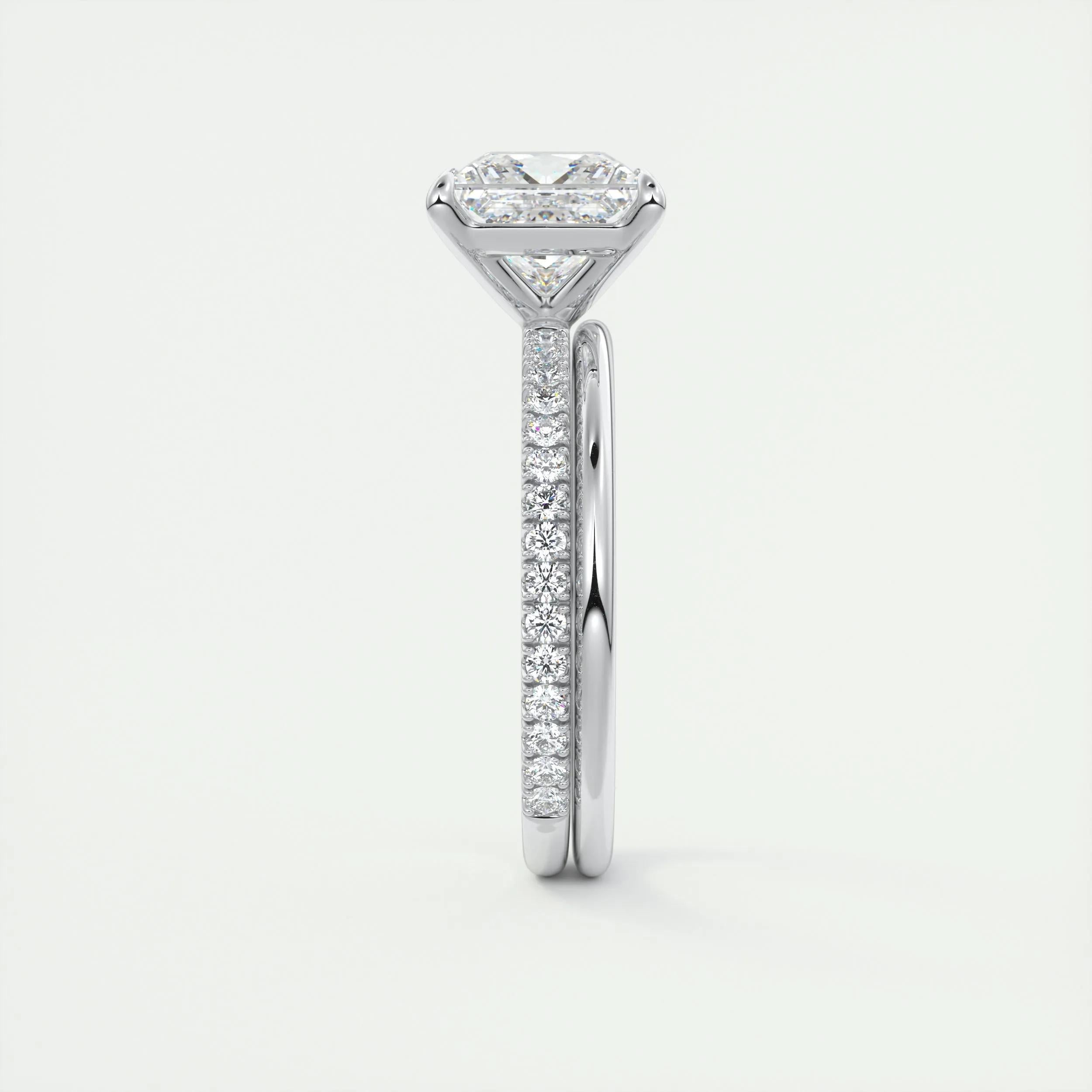 2.08 CT Princess Cut Pave Moissanite Engagement Ring 5