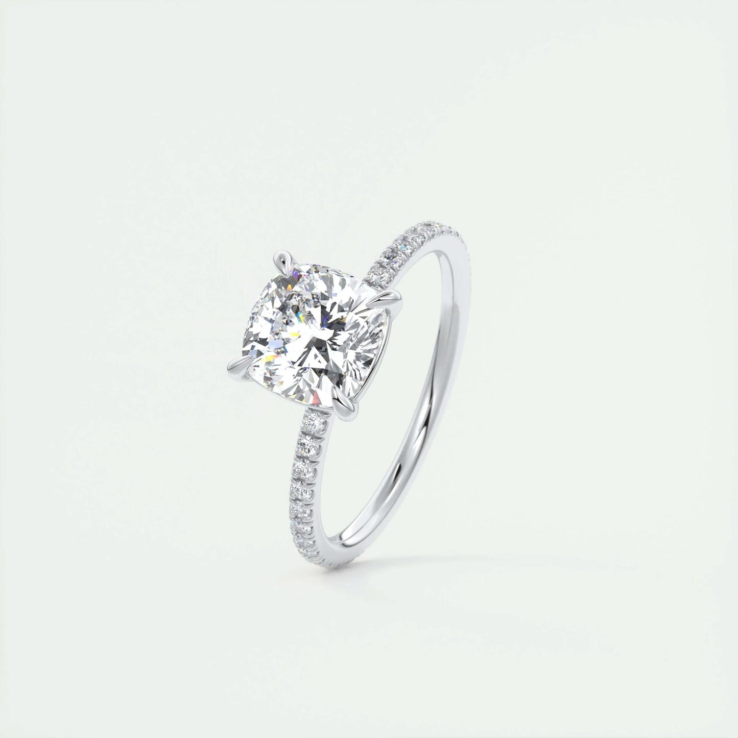 
                  
                    2.15 CT Cushion Cut Solitaire Pave Moissanite Engagement Ring 4
                  
                