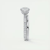 2.15 CT Cushion Cut Solitaire Pave Moissanite Engagement Ring 4