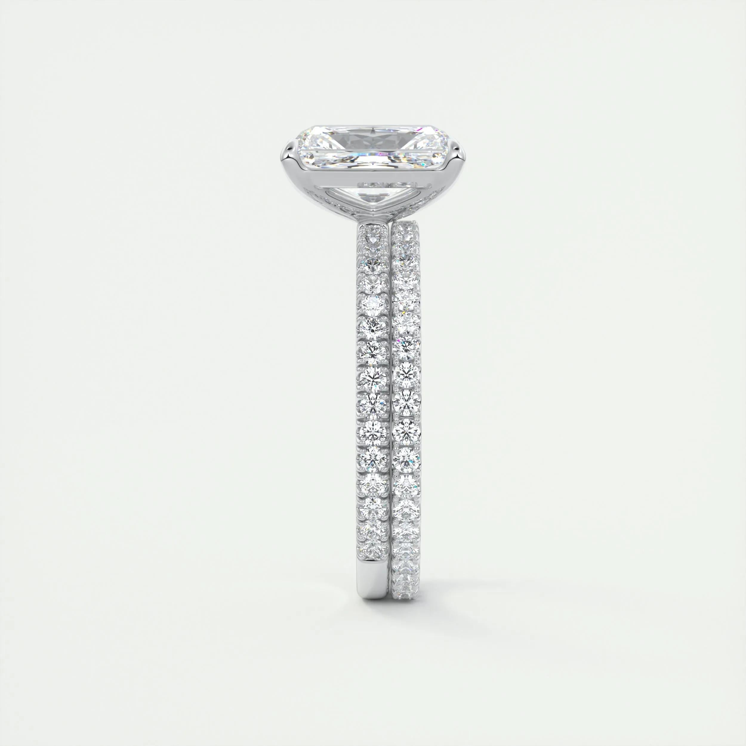 2.10 CT Radiant Cut Pave Style Moissanite Engagement Ring 6