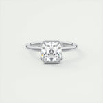 2.03 CT Asscher Half Bezel Solitaire Moissanite Engagement Ring 1