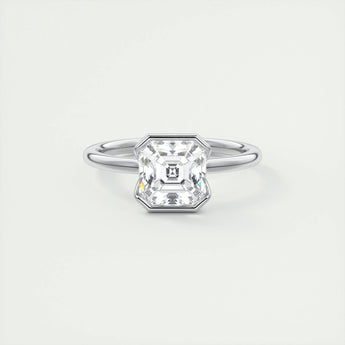 2.03 CT Asscher Half Bezel Solitaire Moissanite Engagement Ring 1