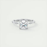 2.15 CT Cushion Cut Solitaire Pave Moissanite Engagement Ring 1