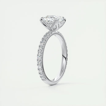 2.15 CT Cushion Cut Solitaire Pave Moissanite Engagement Ring 6