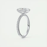 2.10 CT Radiant Solitaire Pave Moissanite Engagement Ring 7