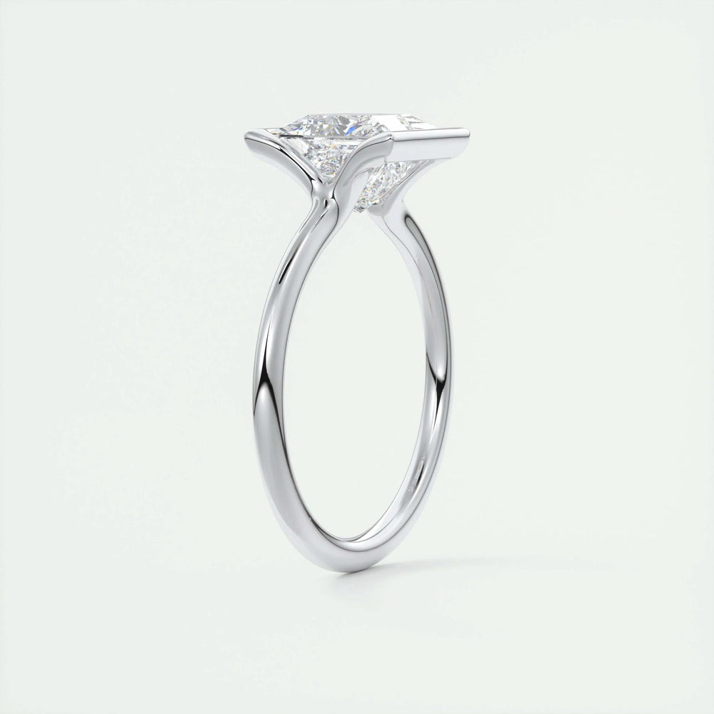 
                  
                    2.08 CT Princess Solitaire  Half Bezel Moissanite Engagement Ring 6
                  
                