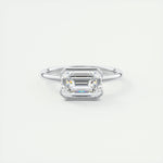 1.91 CT Emerald Half Bezel Solitaire Moissanite Engagement Ring 1