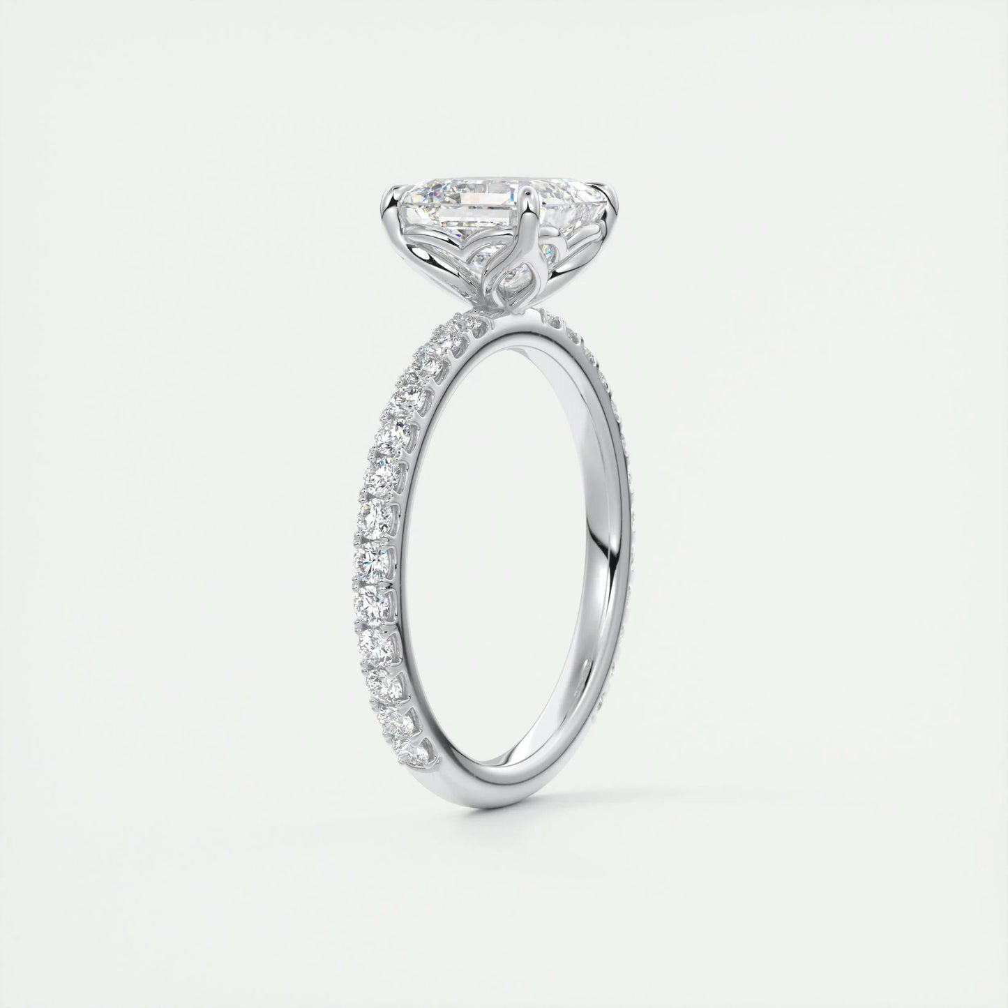 
                  
                    2.03 CT Asscher Cut Solitaire Pave Moissanite Engagement Ring 5
                  
                