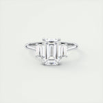 1.91 CT Emerald Cut Three Stone Moissanite Engagement Ring 1