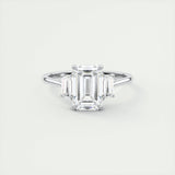 1.91 CT Emerald Cut Three Stone Moissanite Engagement Ring 1