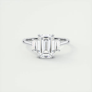 1.91 CT Emerald Cut Three Stone Moissanite Engagement Ring 1