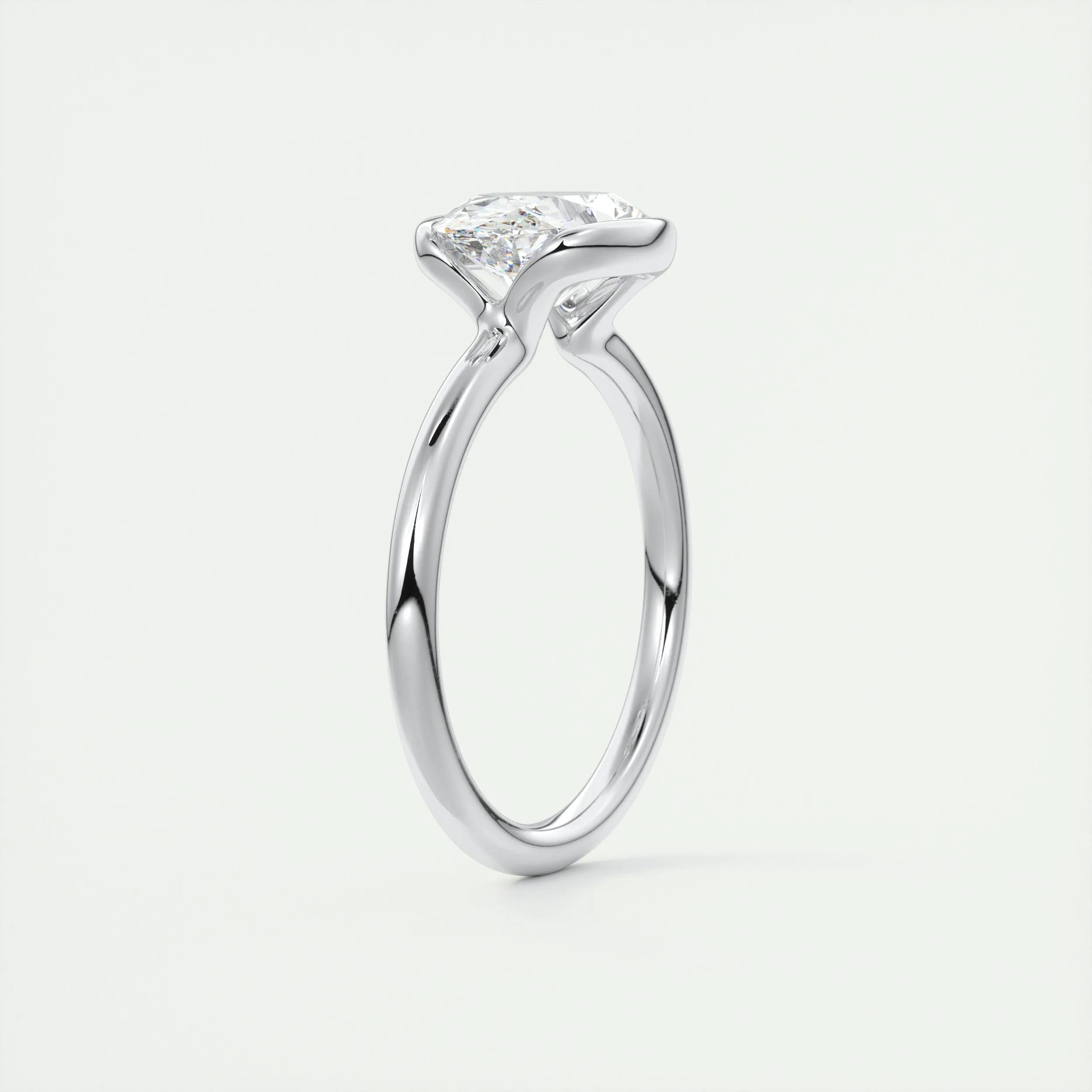 1.91 CT Oval Half Bezel Solitaire Moissanite Engagement Ring 6