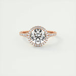 2.0 CT Round Halo Split Shank Moissanite Engagement Ring 13