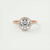 2.0 CT Round Halo Split Shank Moissanite Engagement Ring 13