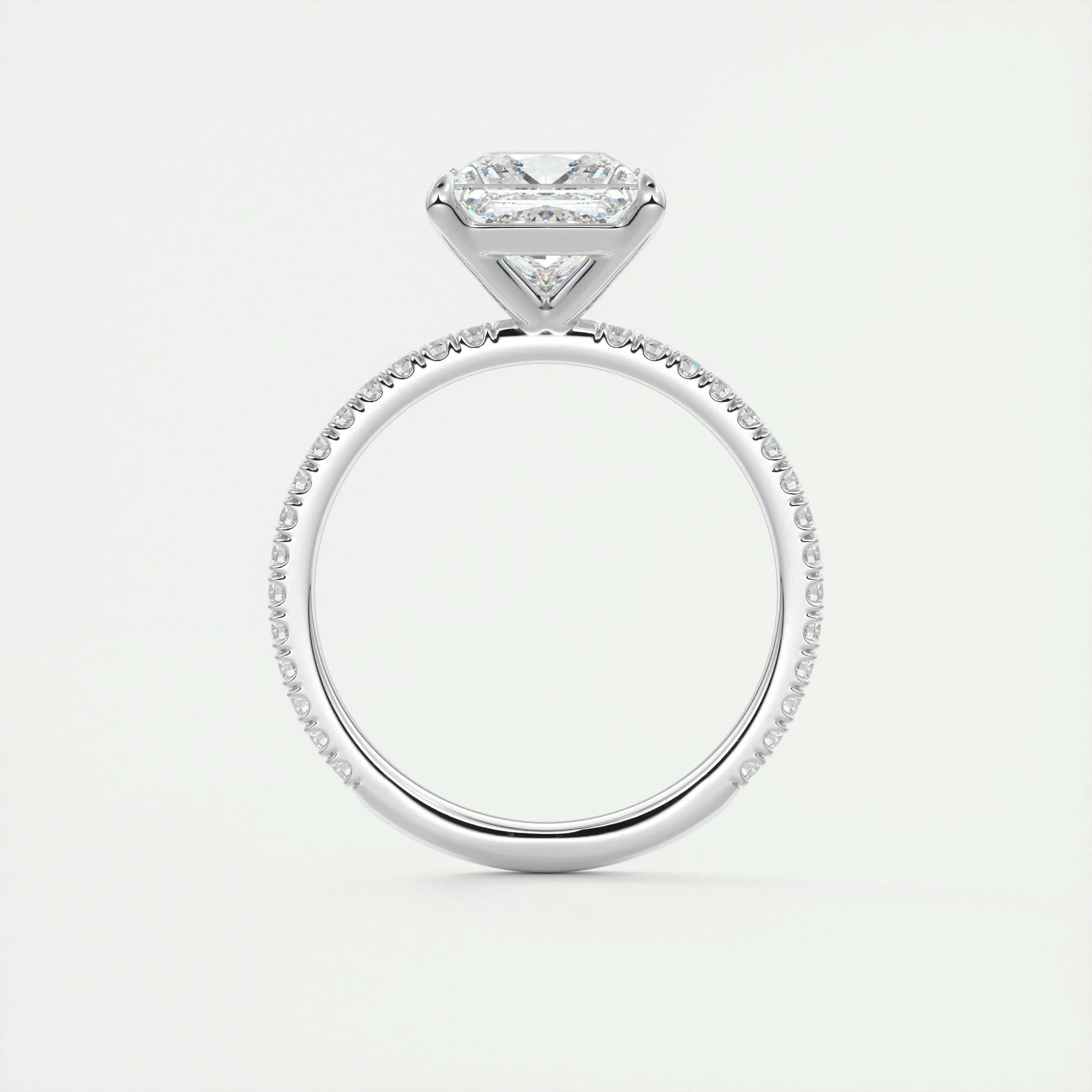 2.08 CT Princess Cut Pave Moissanite Engagement Ring 7