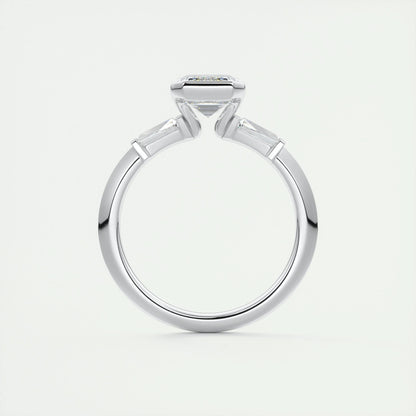1.91 CT Emerald Half Bezel 3 Stone Moissanite Engagement Ring 7