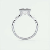 2.08 CT Princess Solitaire Half Bezel Moissanite Engagement Ring 7