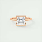 2.08 CT Princess Solitaire Half Bezel Moissanite Engagement Ring 13