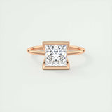 2.08 CT Princess Solitaire Half Bezel Moissanite Engagement Ring 13
