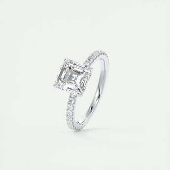 2.03 CT Asscher Cut Solitaire Pave Moissanite Engagement Ring 4