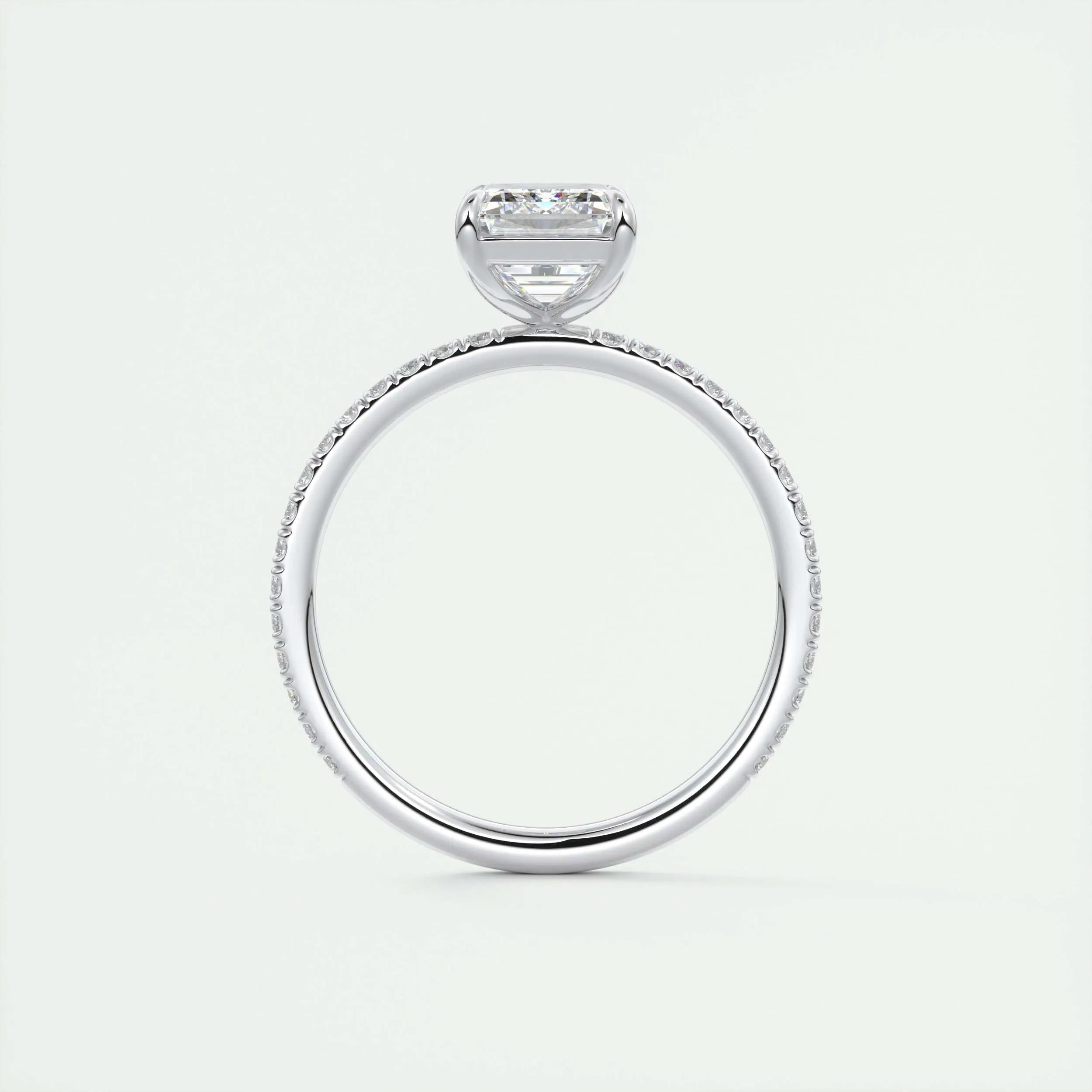 1.91 CT Emerald Cut Pave Moissanite Engagement Ring 7