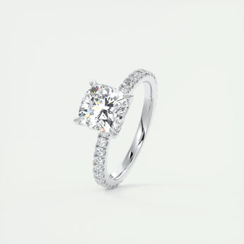 2.15 CT Cushion Cut Solitaire Pave Moissanite Engagement Ring 5