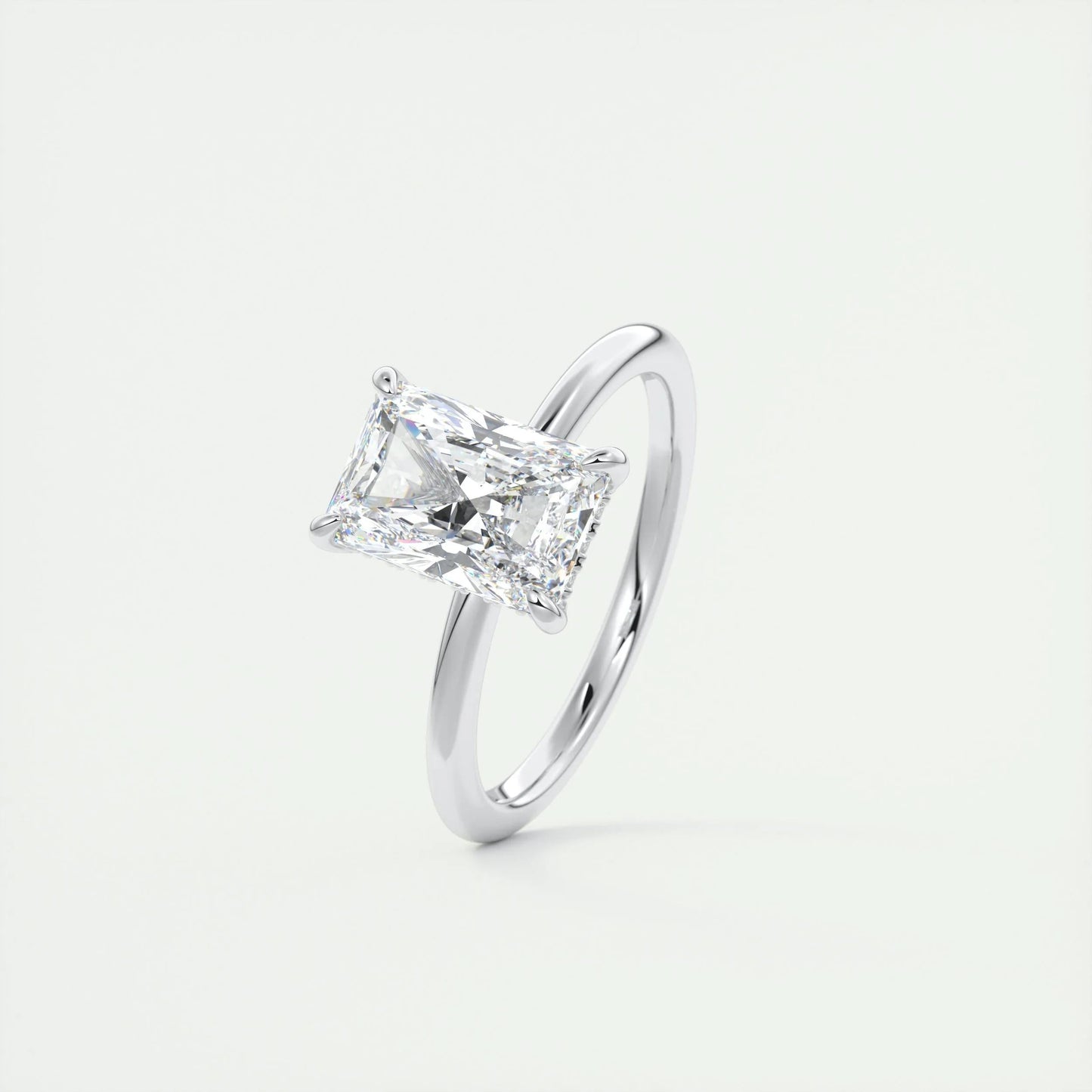 2.10 CT Radiant Hidden Halo Moissanite Engagement Ring 4