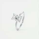 2.10 CT Radiant Solitaire Hidden Halo Moissanite Engagement Ring 4